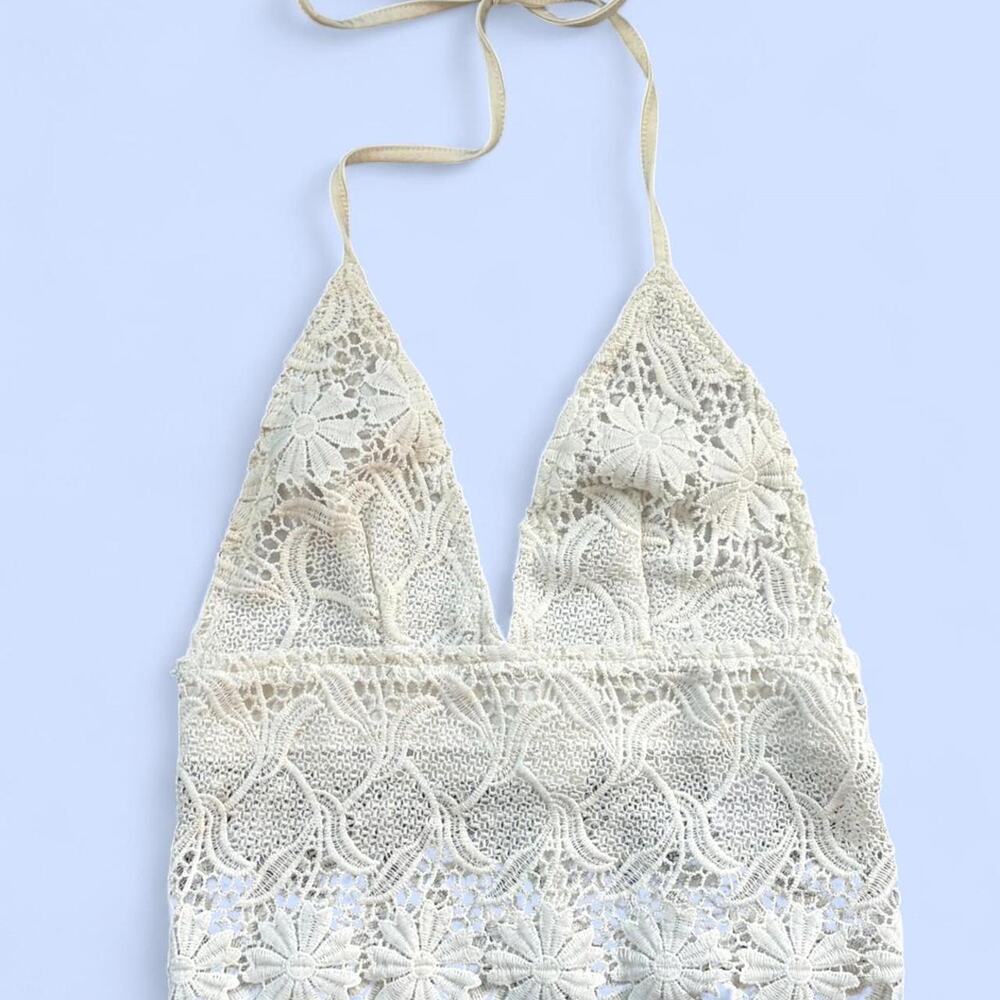 Rumor Boutique Floral Crocheted Halter Tank - Size S